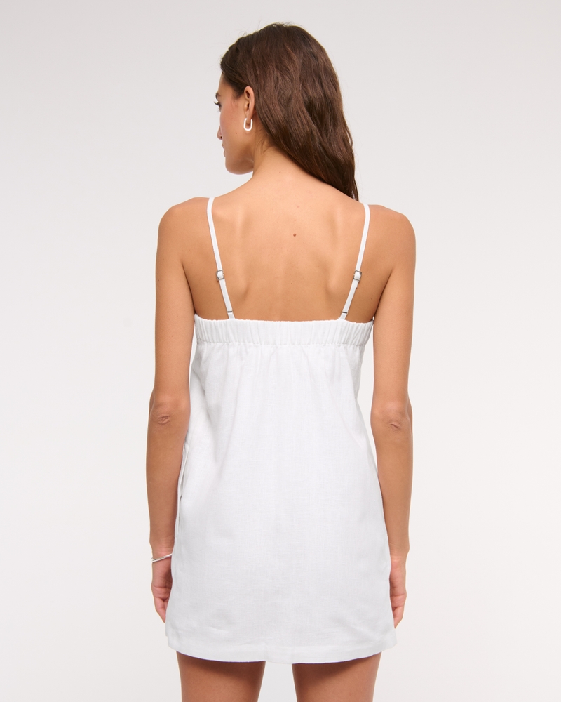 Linen-Blend Button Skort