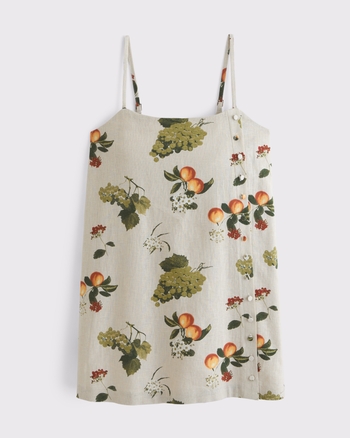 Linen-Blend Button Skort