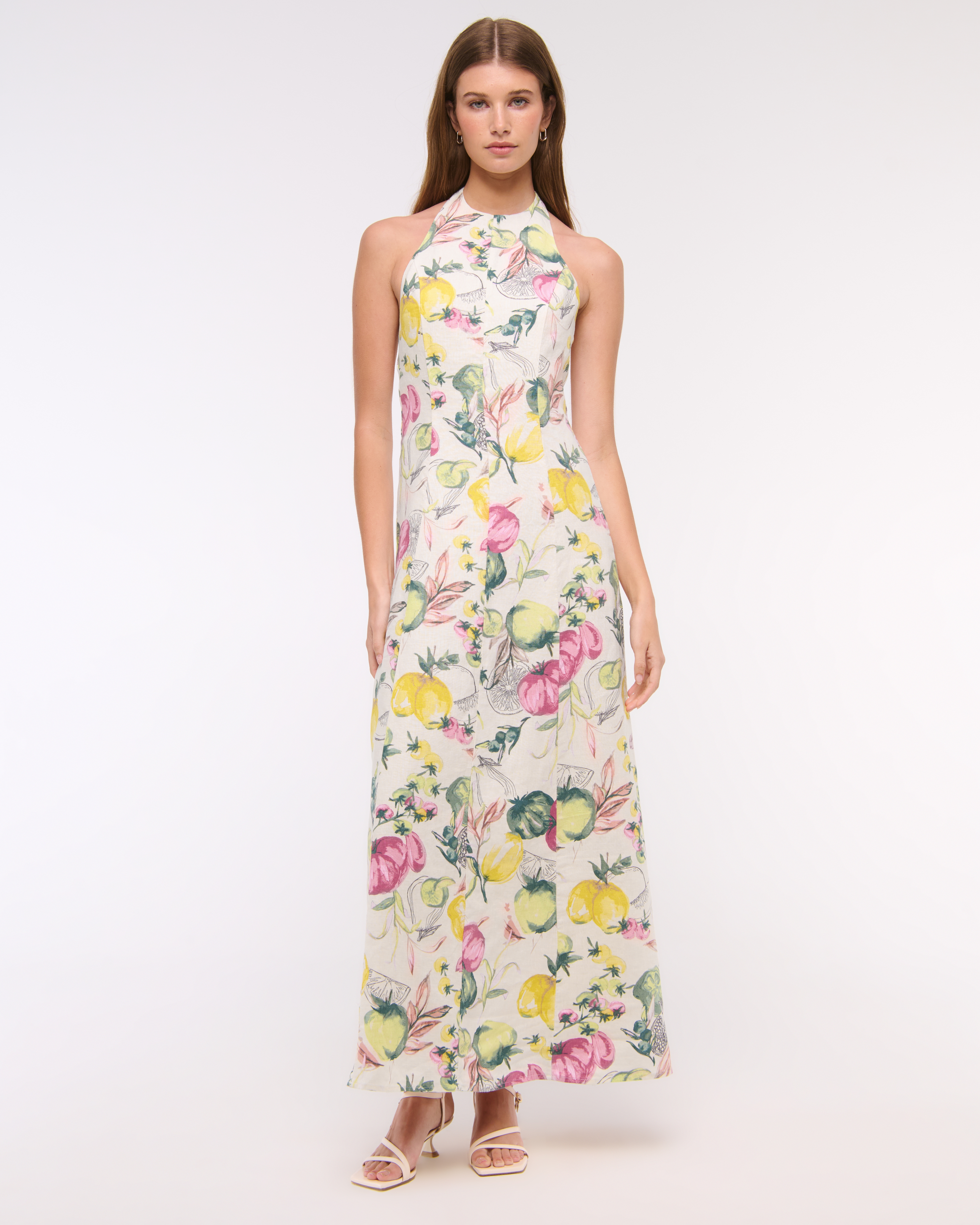 Abercrombie & Fitch Premium Linen High-neck Maxi Dress
