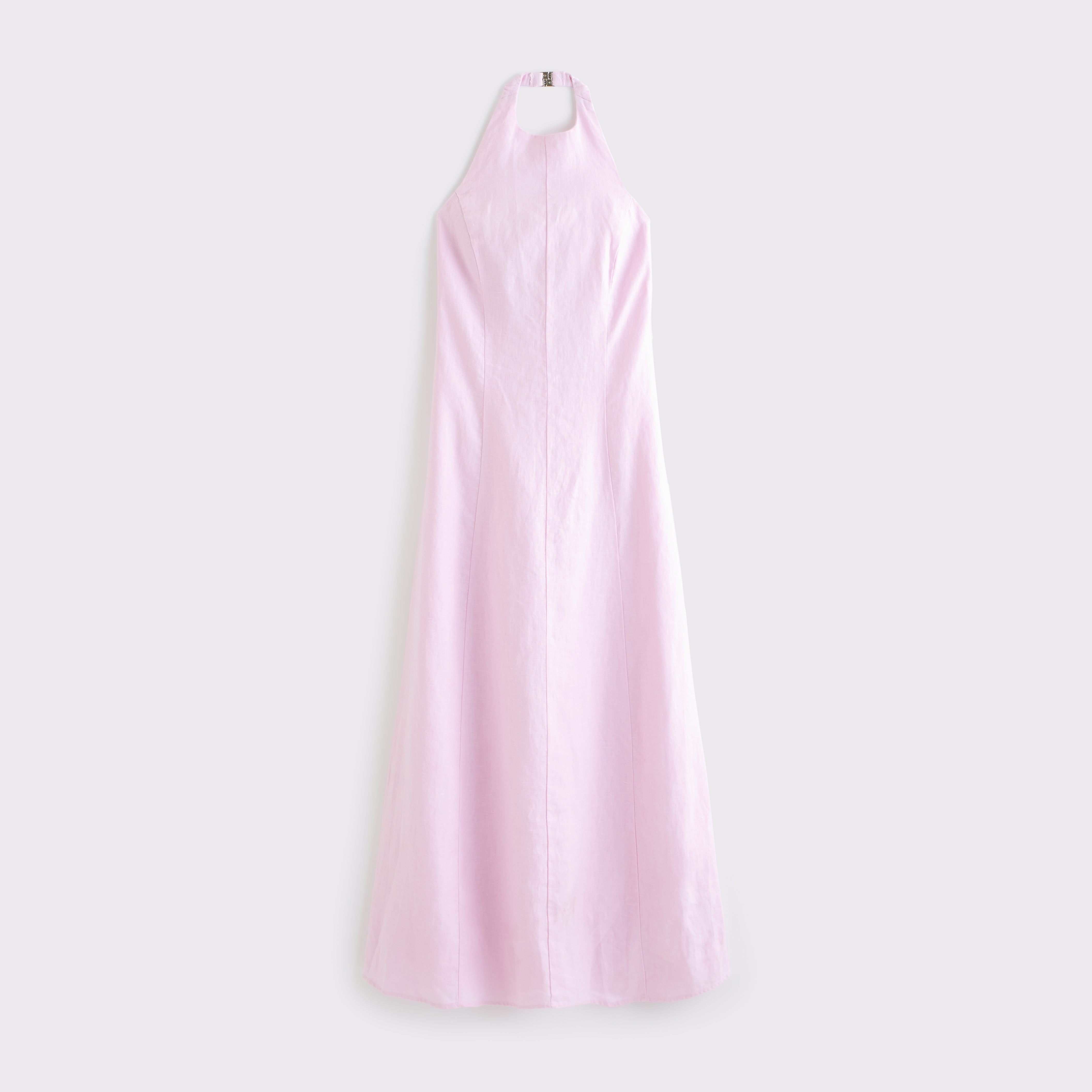 Abercrombie & Fitch Premium Linen High-neck Maxi Dress In Pink