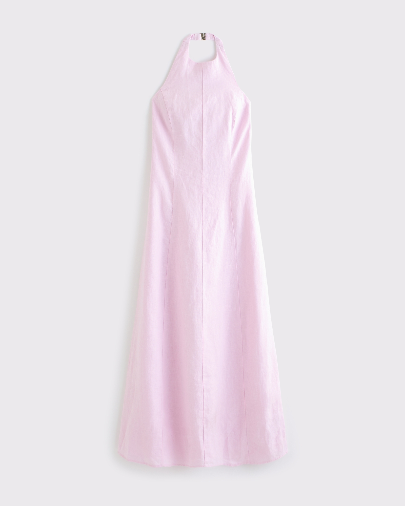 Premium Linen High-Neck Maxi Dress