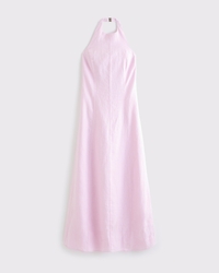 Premium Linen High-Neck Maxi Dress