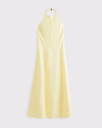 Premium Linen High-Neck Maxi Dress