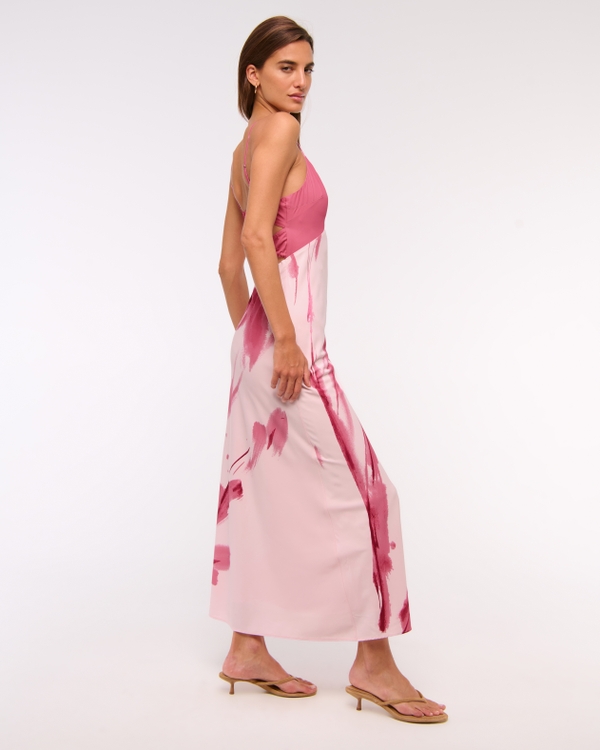 the a&f julia slip halter maxi dress Women's Cutout crochet mesh