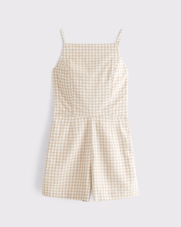knee length dresses for ladies Mimosas and Macarons Linen-Blend Romper Dress in Yellow main image 1