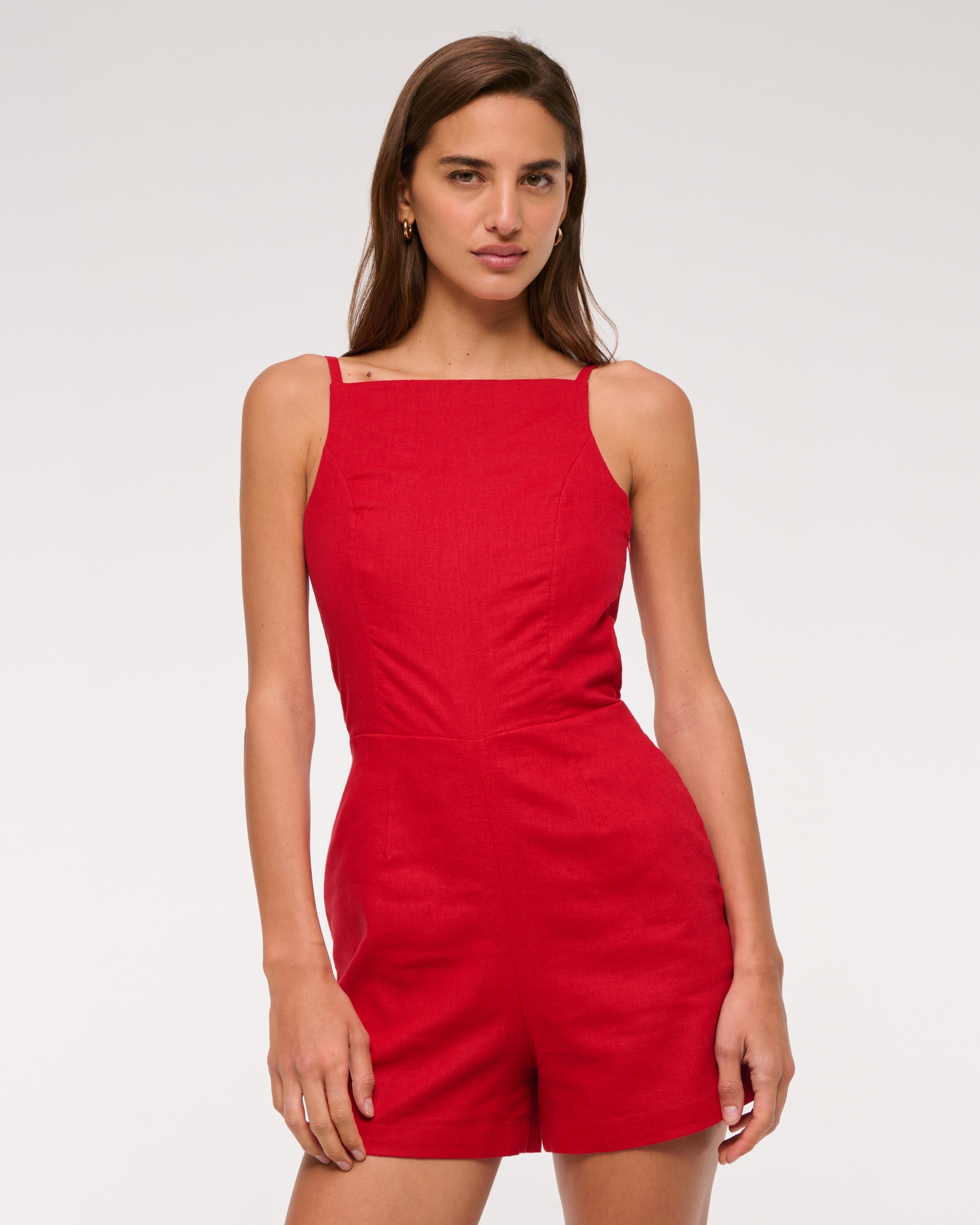 Apron Linen-Blend Romper