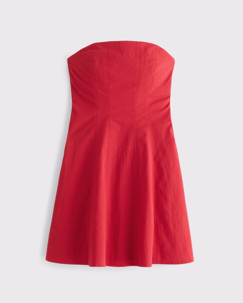 slim fit dress slacks Kavya Maroon Satin Strapless Fit & Flare Mini Dress: Party-wear for Wo