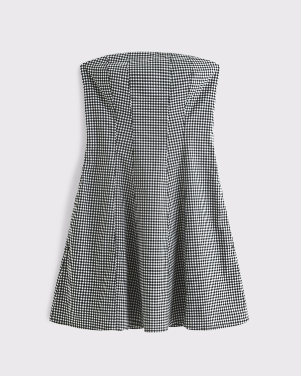 The A&F Mila Strapless Mini Dress, Black Gingham view 1