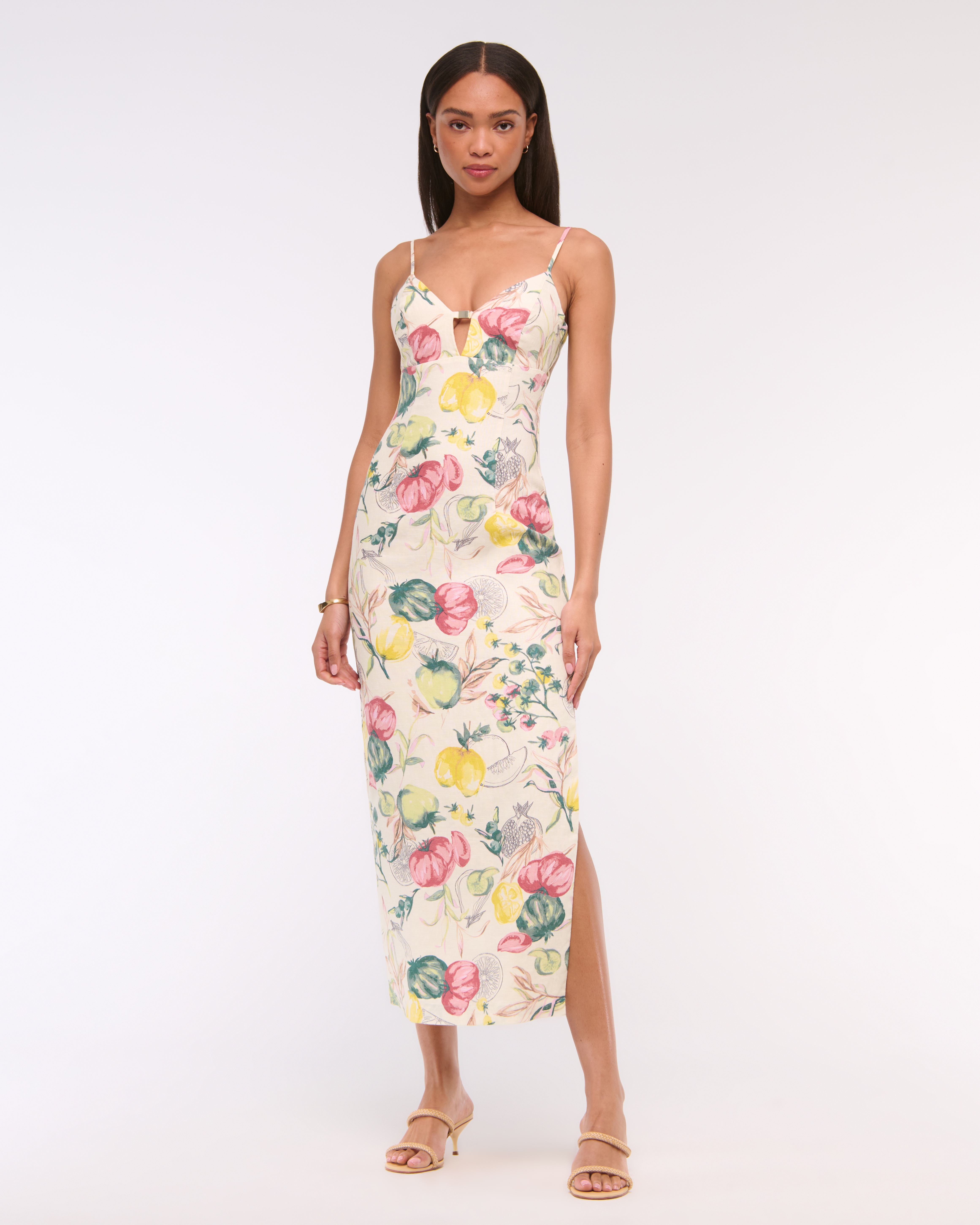 Women's Premium Linen Cutout Midi Dress | Women's Dresses