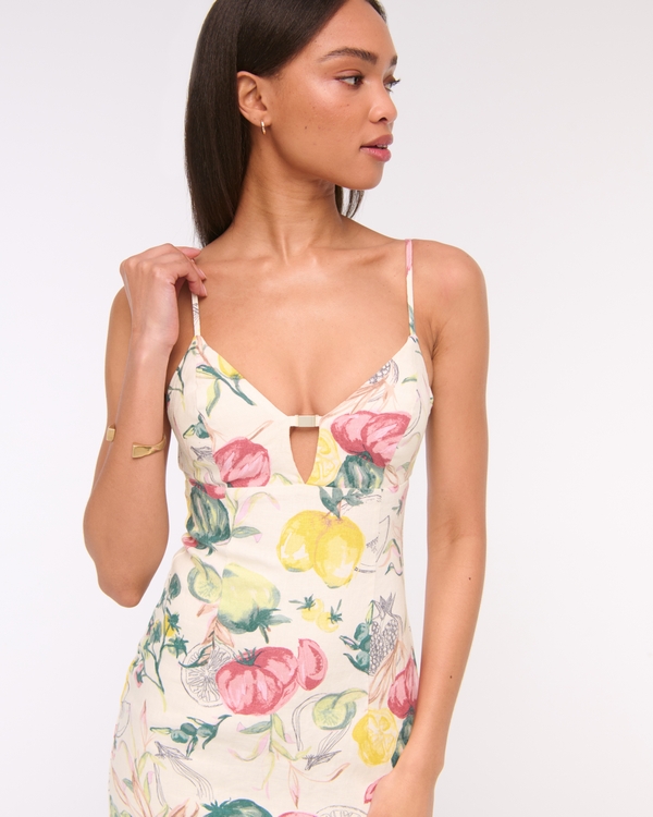 Premium Linen Cutout Midi Dress