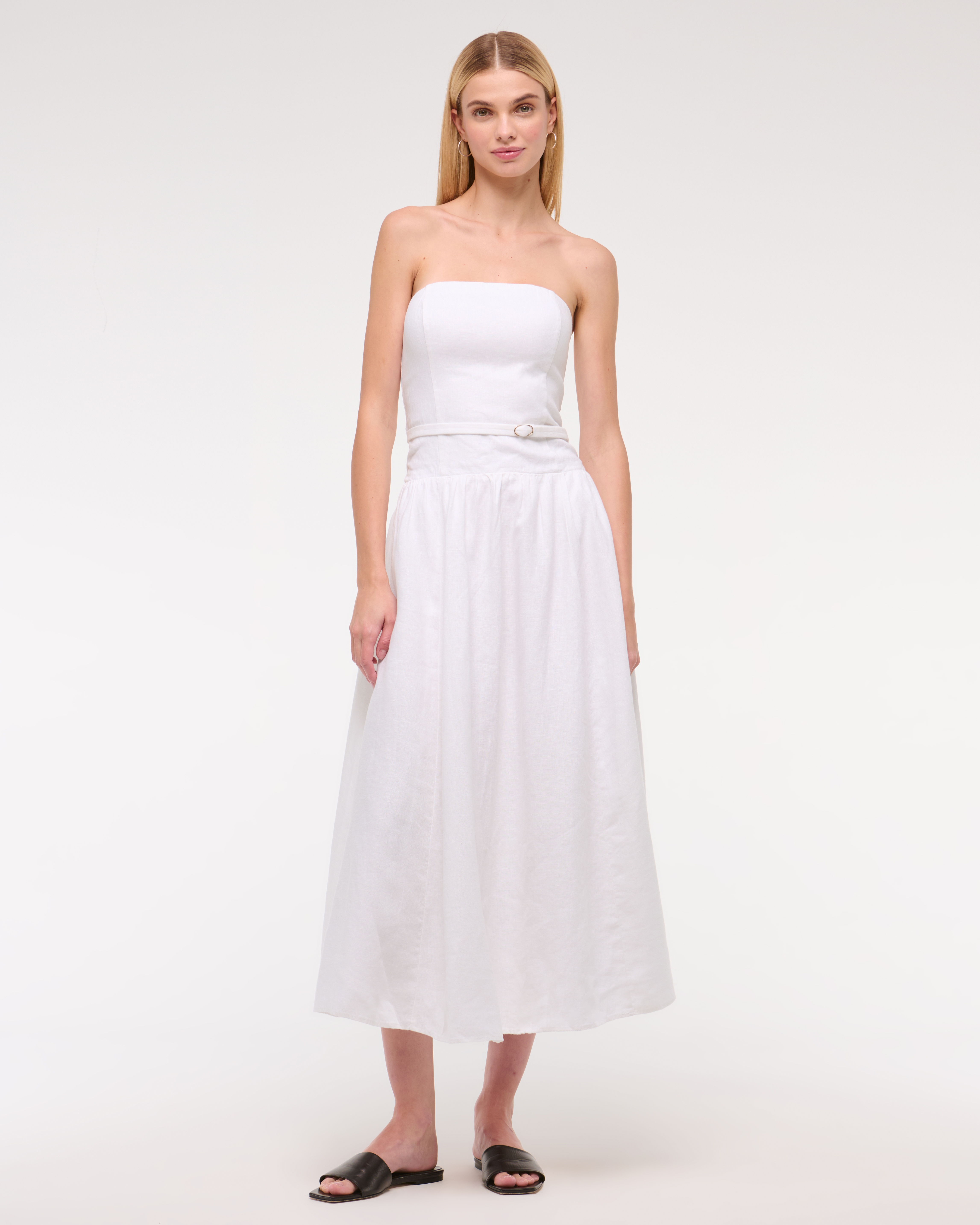 Женские платья Abercrombie & Fitch Premium Linen Drop-Waist Belted Midi Dress — фото 2
