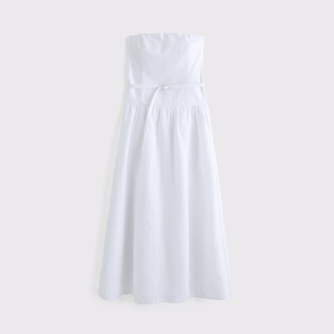 Женские платья Abercrombie & Fitch Premium Linen Drop-Waist Belted Midi Dress