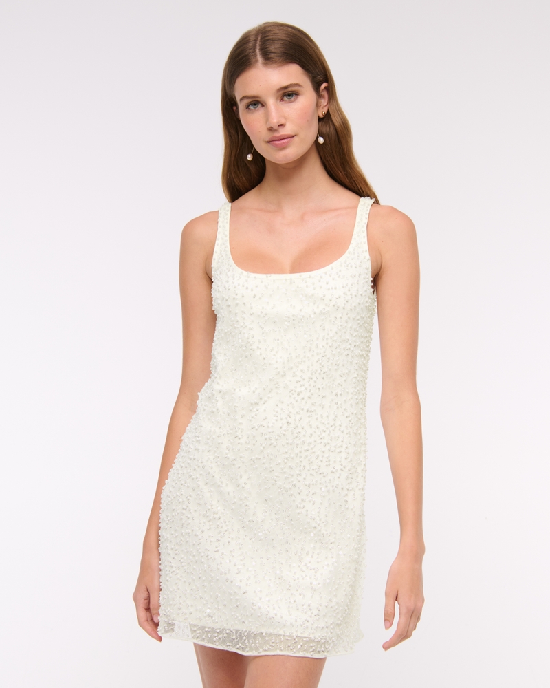 Embellished Scoopneck Mini Dress