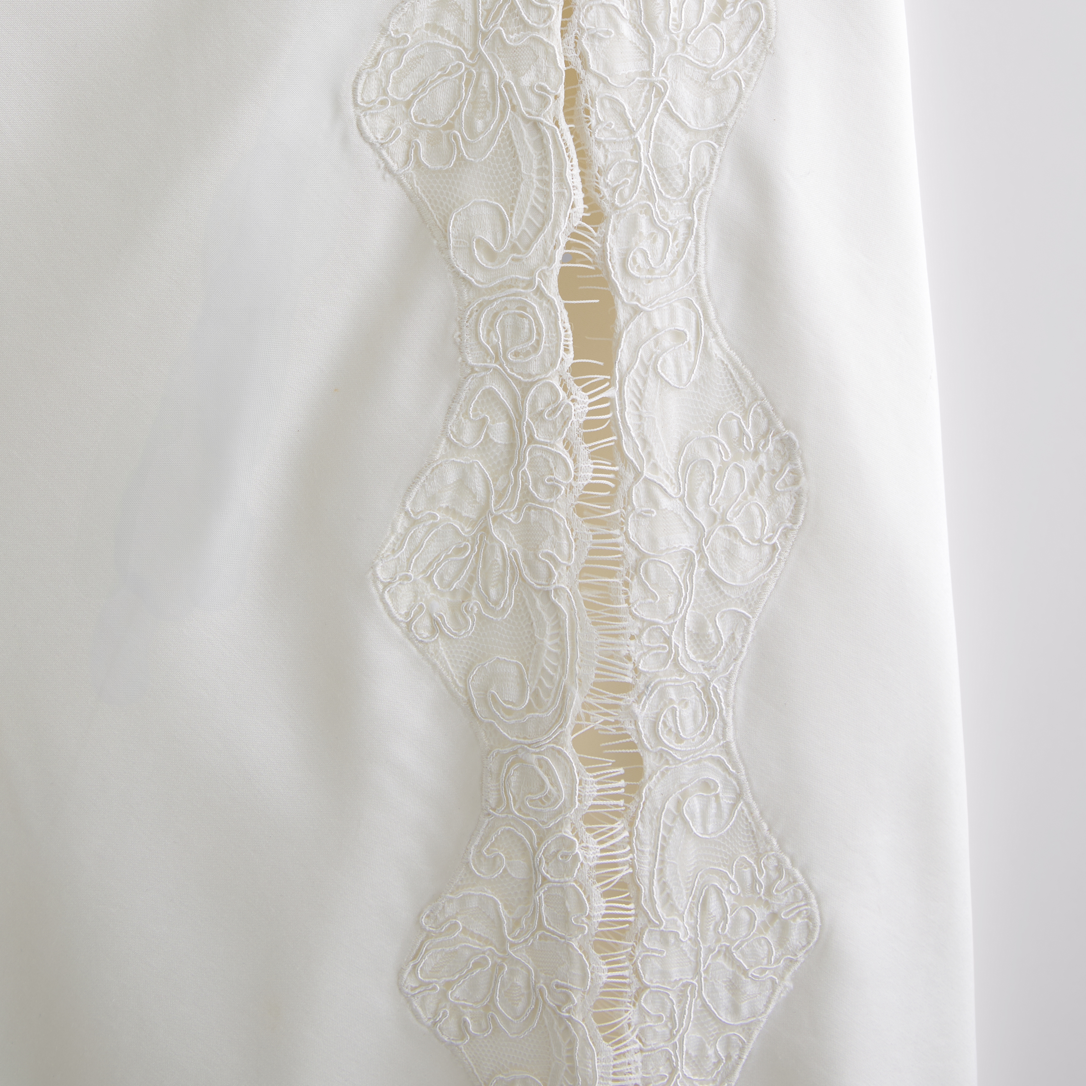 Abercrombie & Fitch High Neck Lace Trim Midi Dress In White