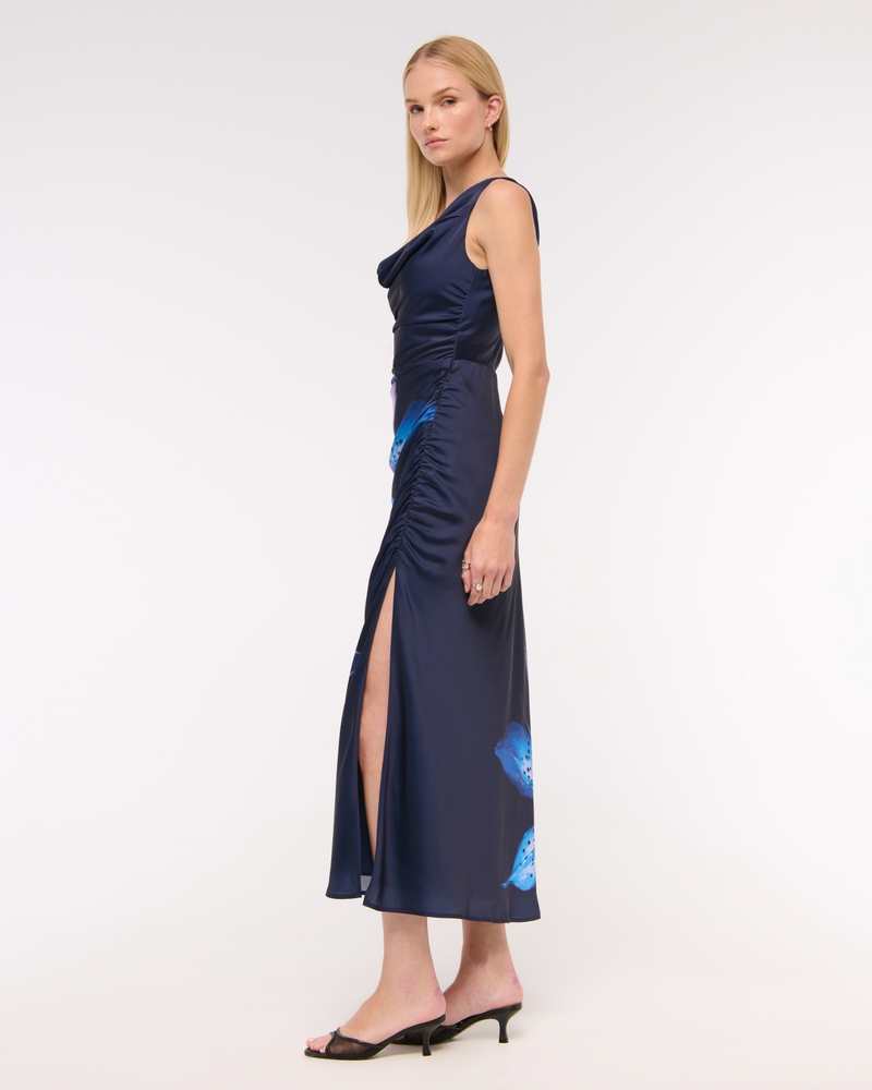 Cowl Neck Draped Maxi Dress