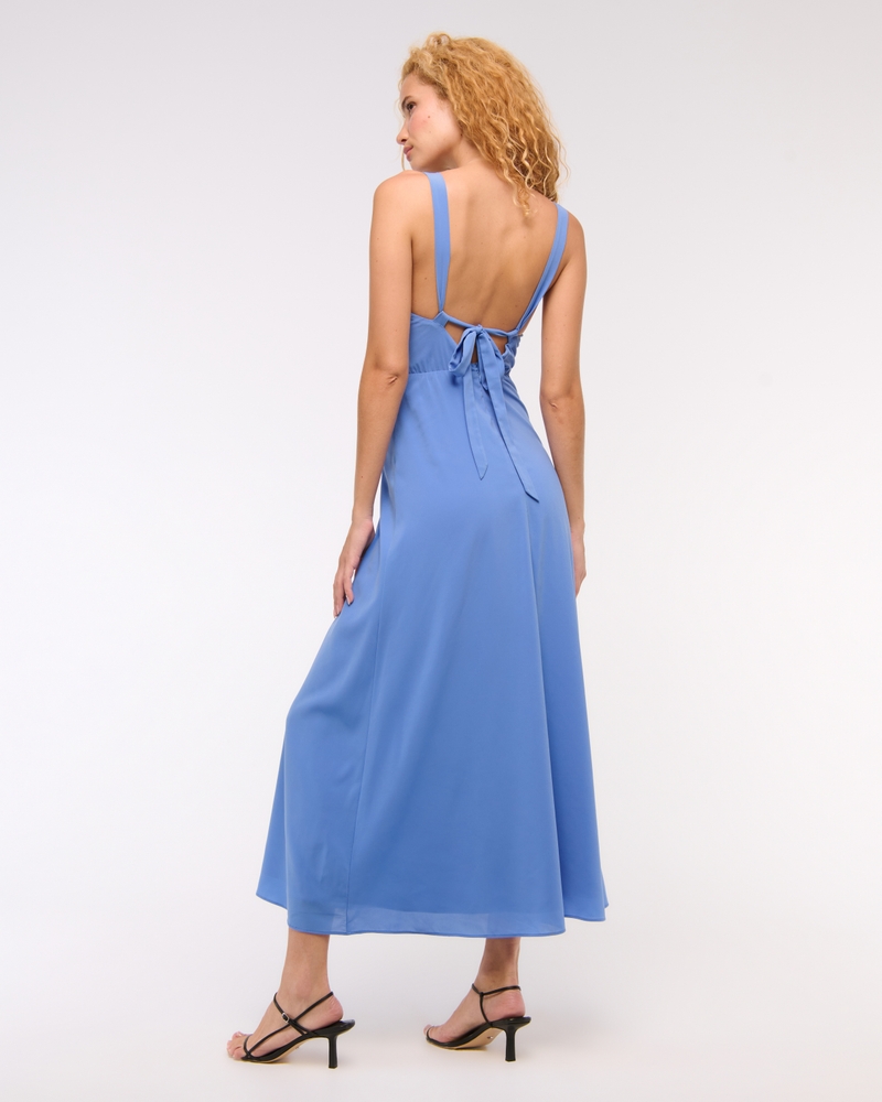 Dipped-Waist Hardware Maxi Dress