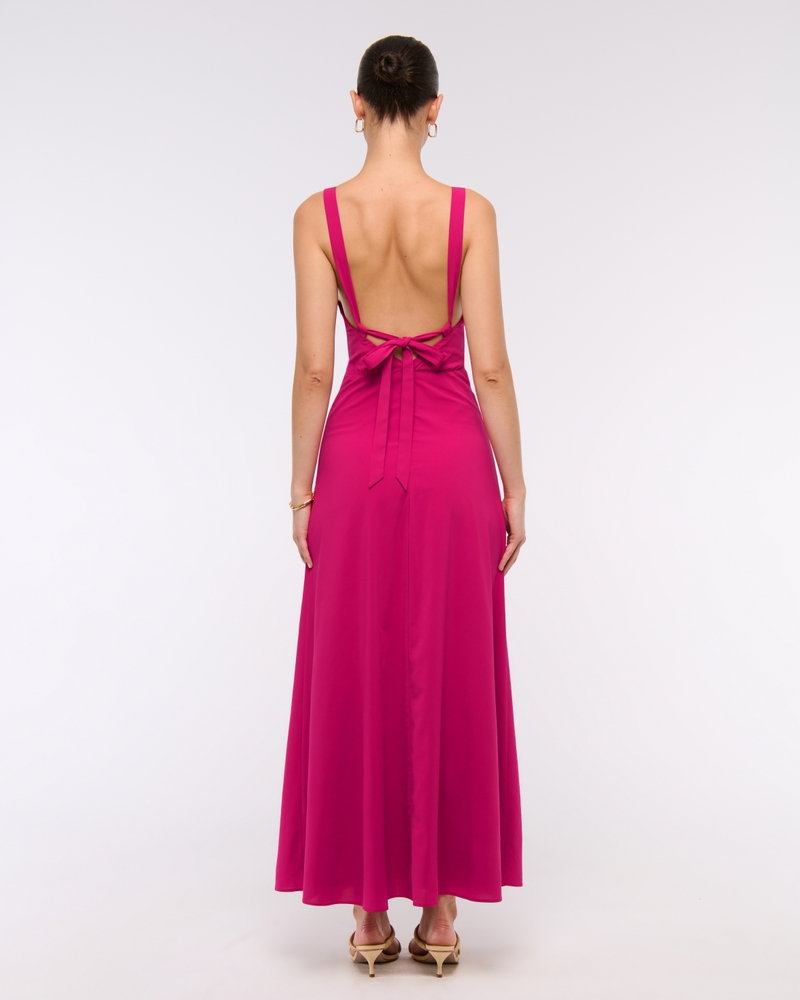 Dipped-Waist Hardware Maxi Dress