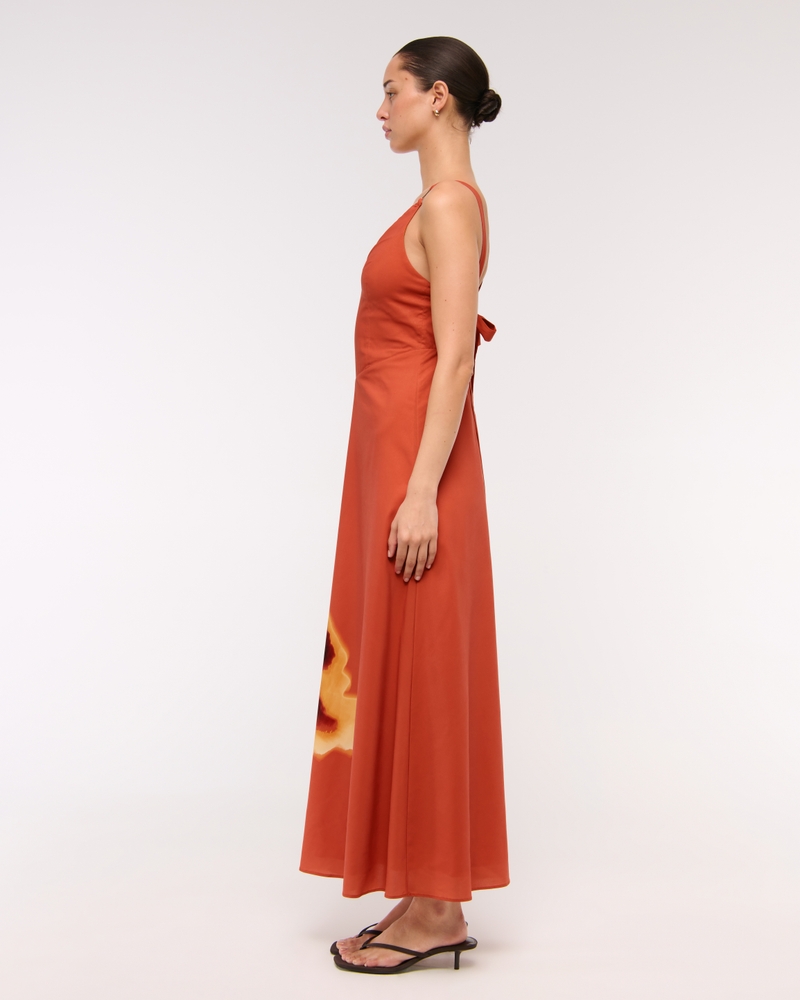 Dipped-Waist Hardware Maxi Dress