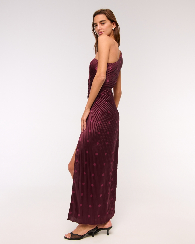 The A&F Giselle Pleated One-Shoulder Cutout Maxi Dress