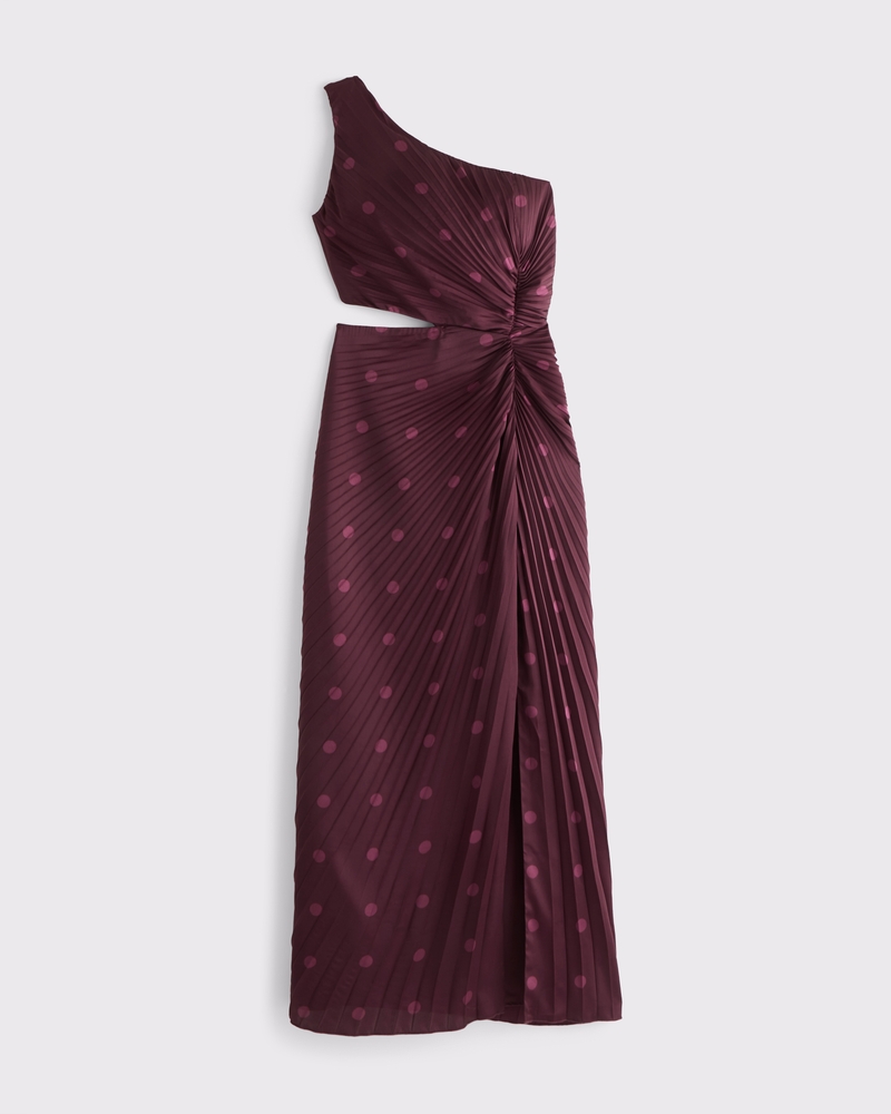 The A&F Giselle Pleated One-Shoulder Cutout Maxi Dress