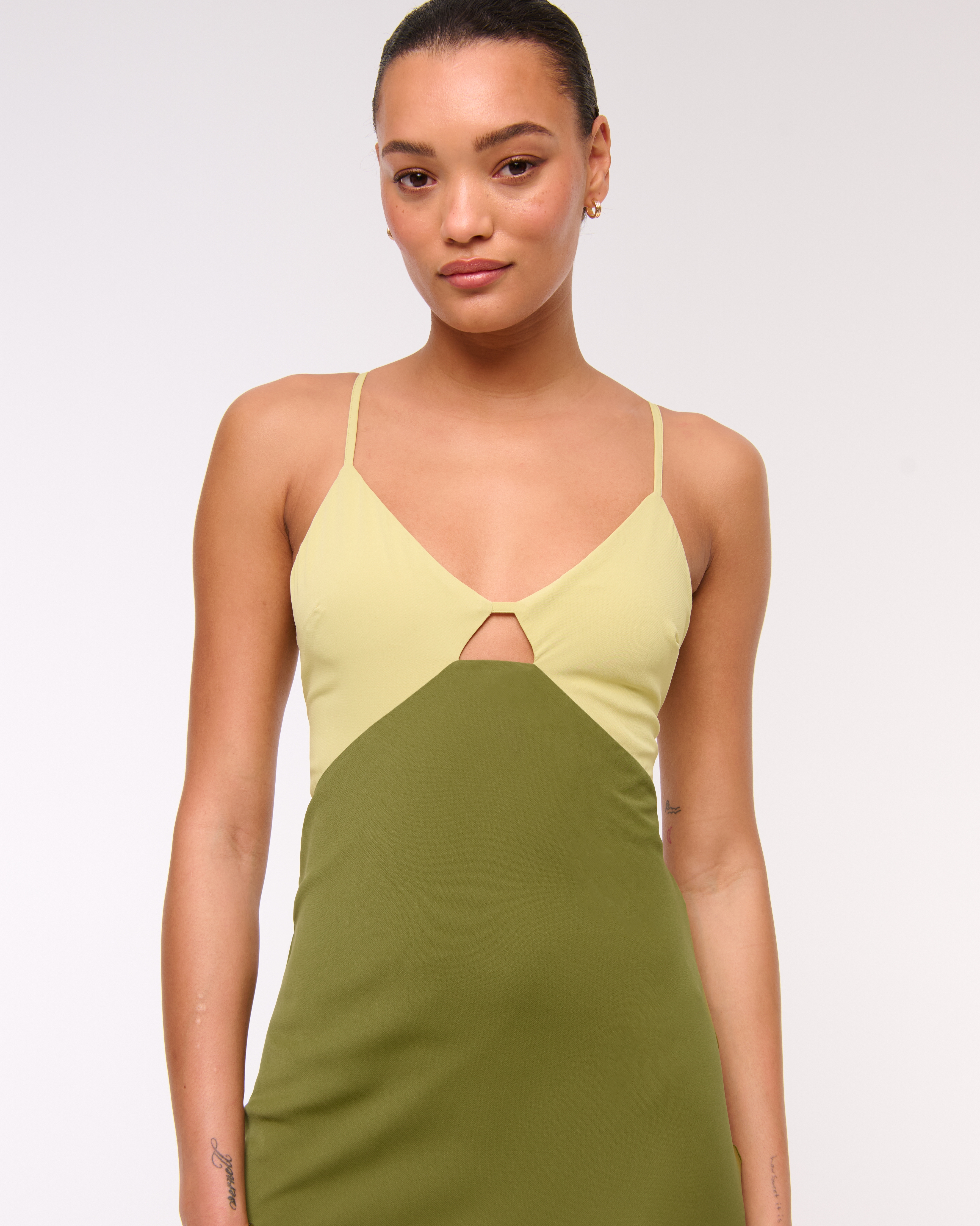 Abercrombie & Fitch The A&f Julia Slip Cutout Maxi Dress In Green
