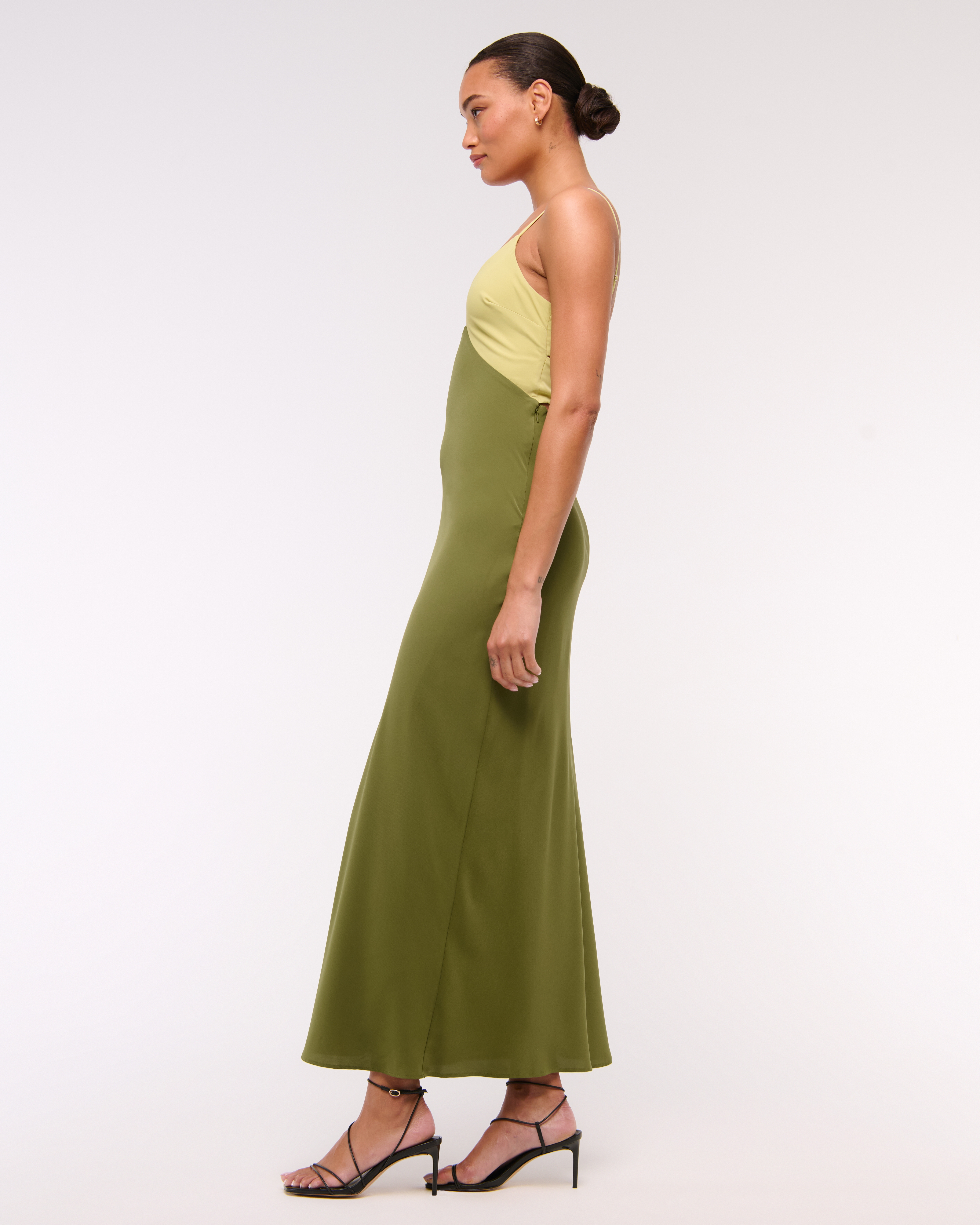 Abercrombie & Fitch The A&f Julia Slip Cutout Maxi Dress In Green