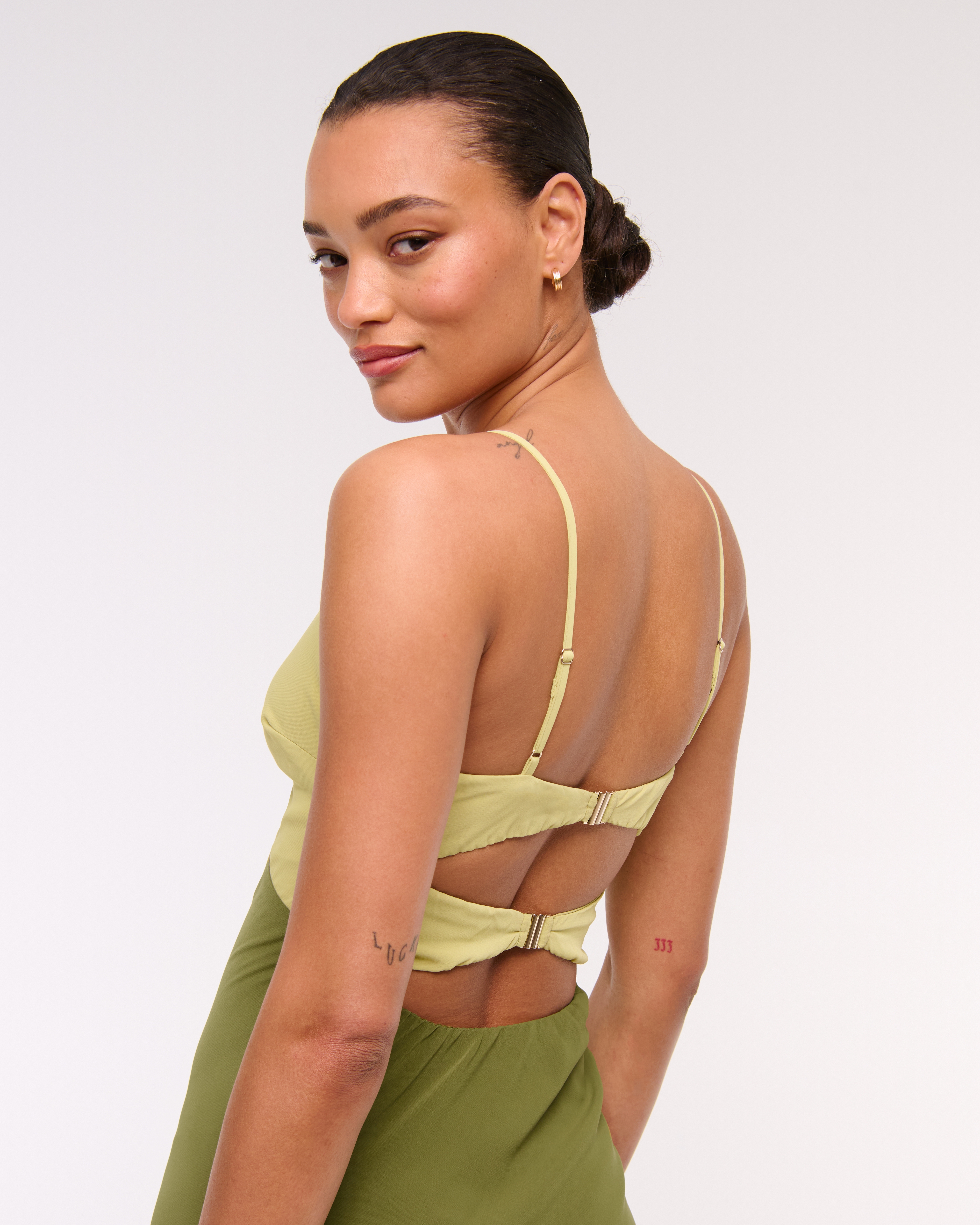 Abercrombie & Fitch The A&f Julia Slip Cutout Maxi Dress In Green