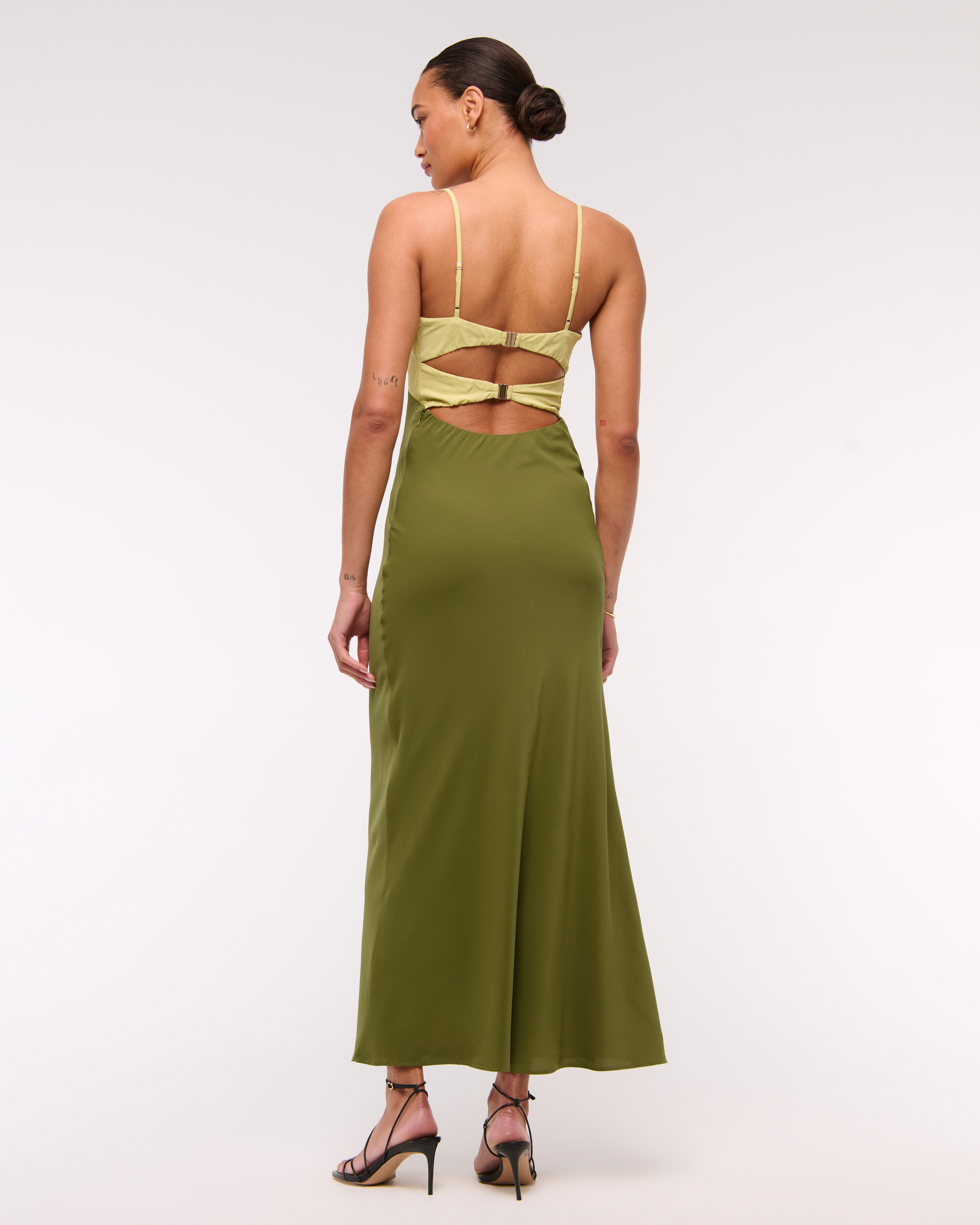 Abercrombie & Fitch The A&f Julia Slip Cutout Maxi Dress In Green