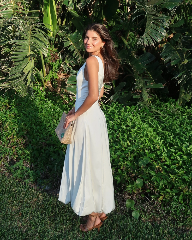 Plunge Bubble Hem Midi Dress