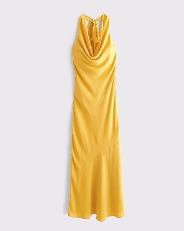 sachin and babi light blue dress Metallic Halter Cowl Neck Mini Dress with Tiered Ruffle Hem