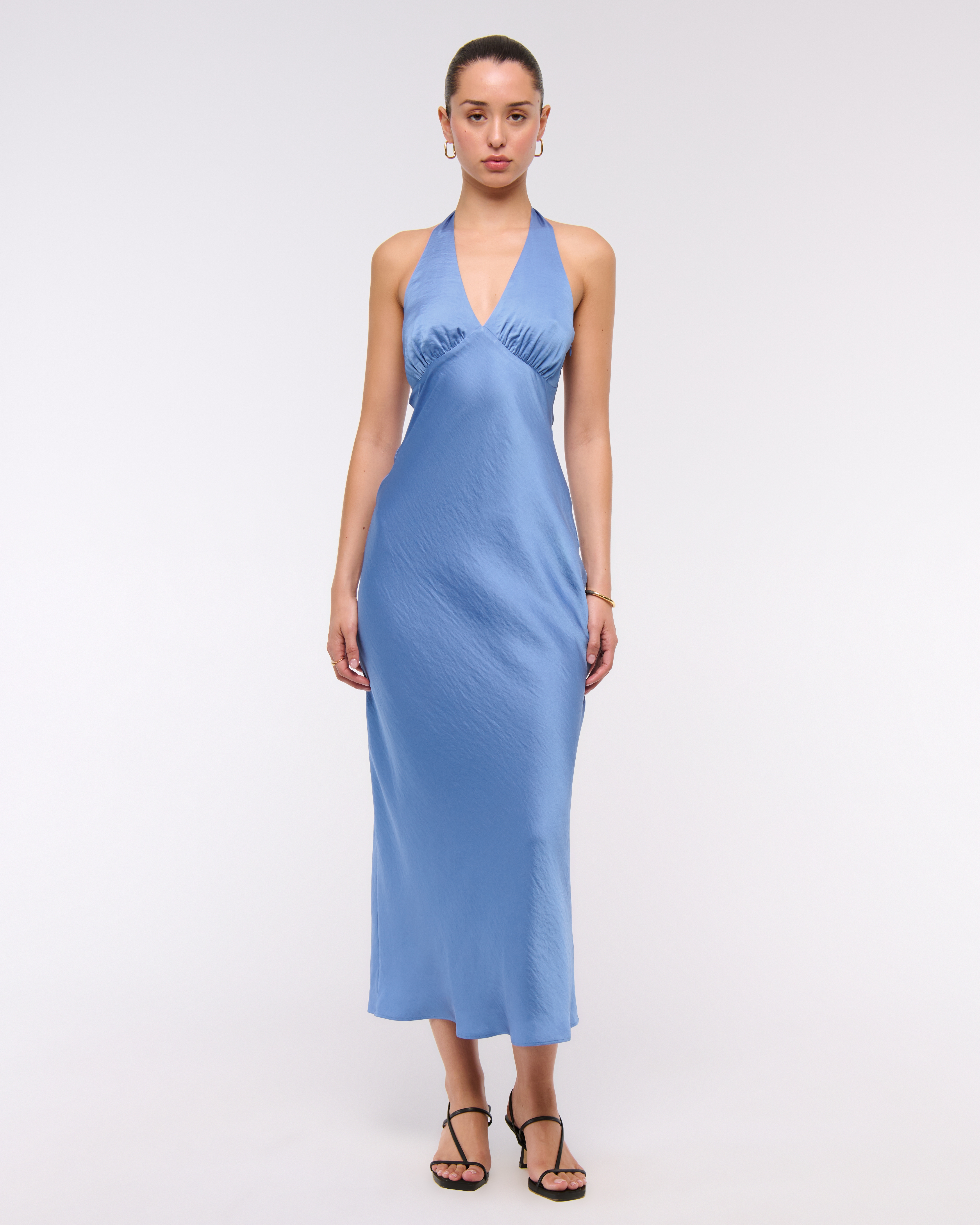 Abercrombie & Fitch The A&f Julia Slip Halter Maxi Dress In Blue