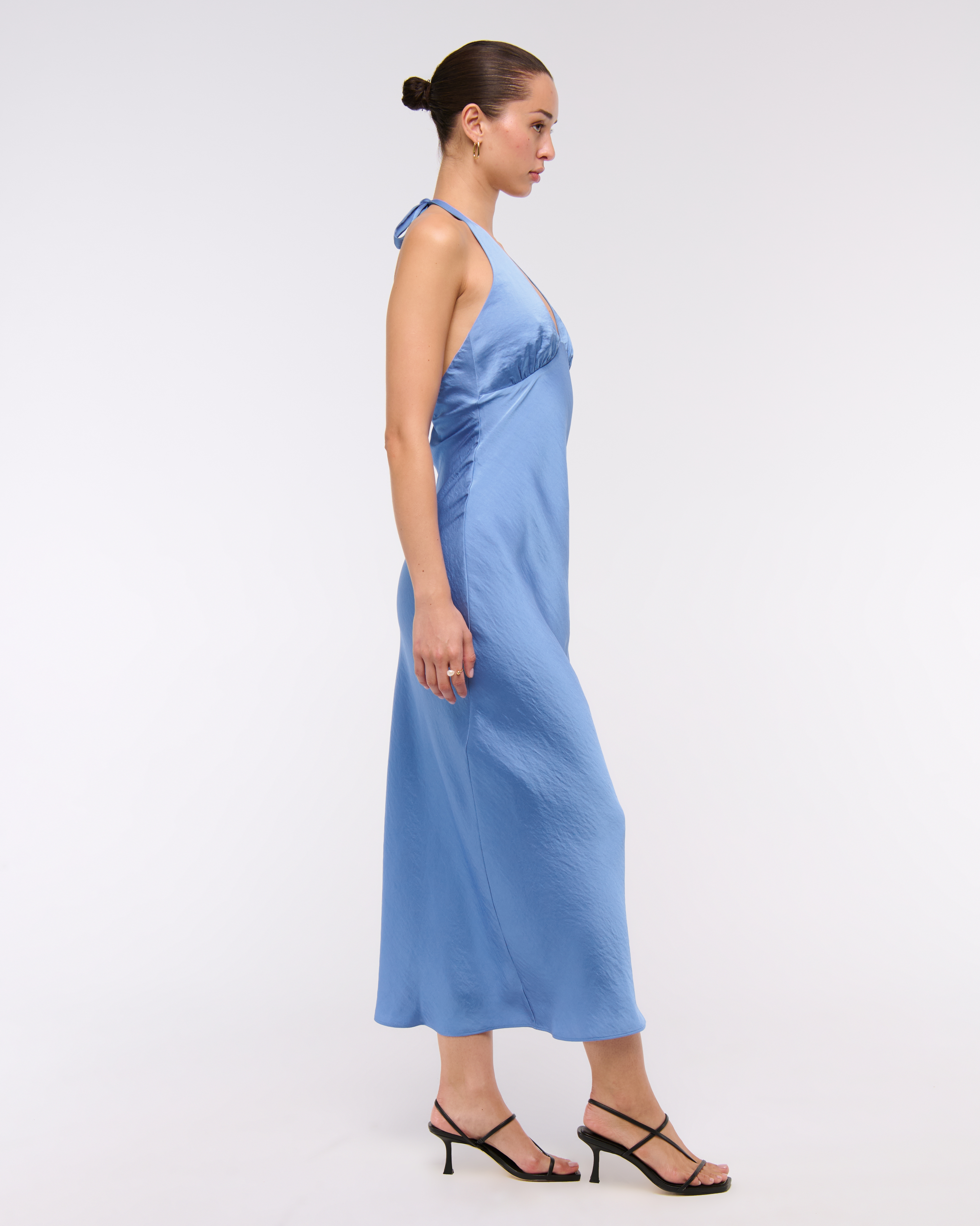 Abercrombie & Fitch The A&f Julia Slip Halter Maxi Dress In Blue
