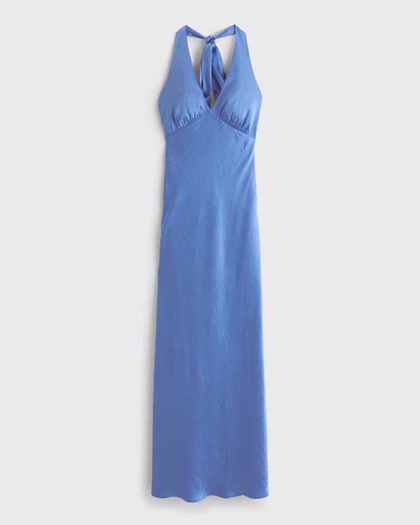 The A&F Julia Slip Halter Maxi Dress, Marine Blue view 1