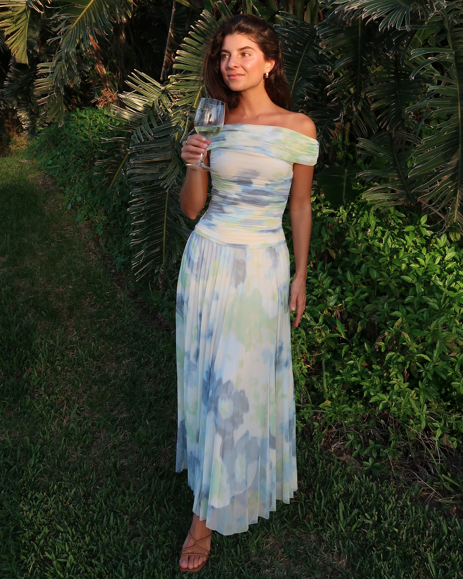 The A&F Giselle Drop-Waist Mesh Maxi Dress