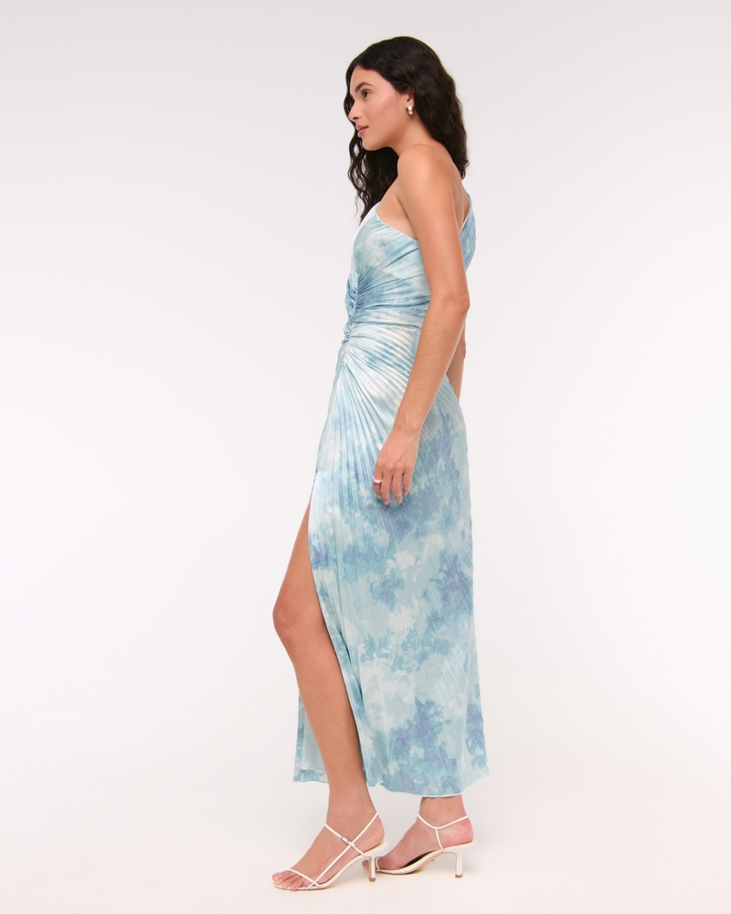 The A&F Giselle Pleated One-Shoulder Cutout Maxi Dress