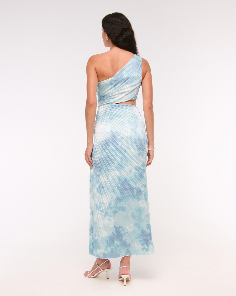 The A&F Giselle Pleated One-Shoulder Cutout Maxi Dress