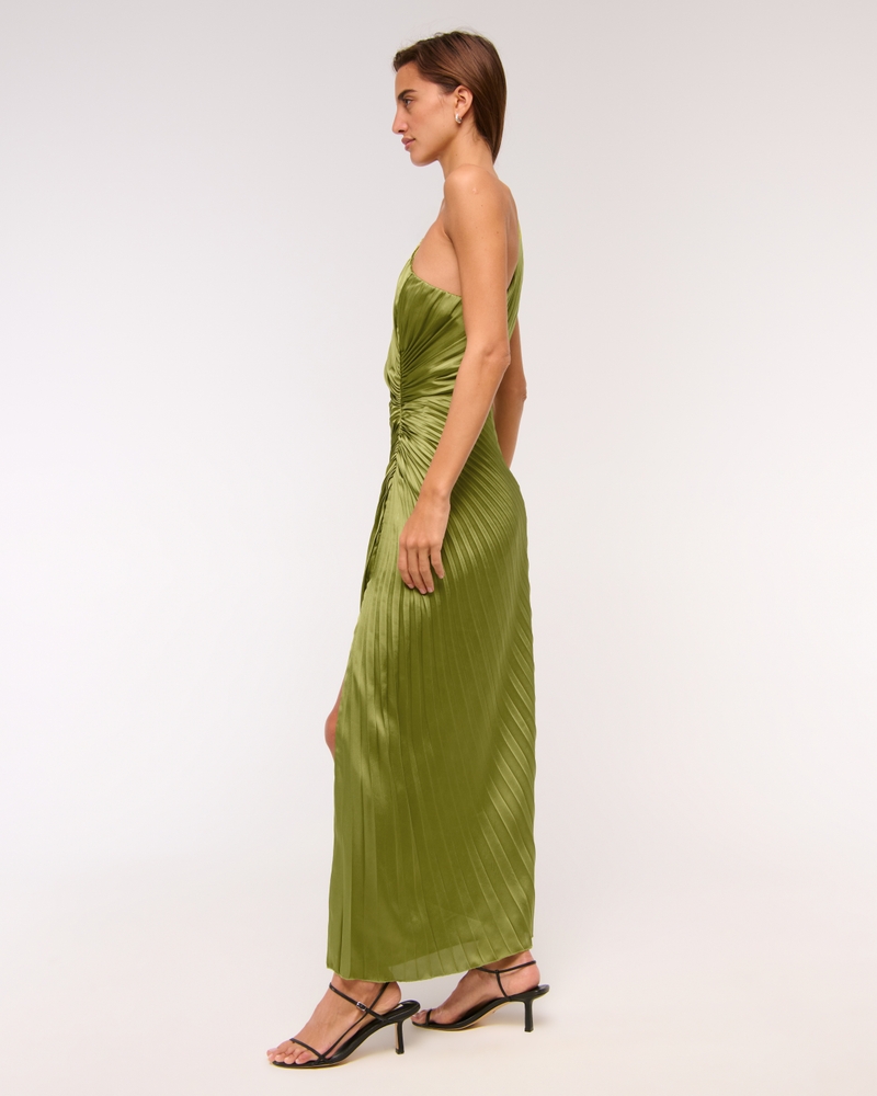 The A&F Giselle Pleated One-Shoulder Cutout Maxi Dress