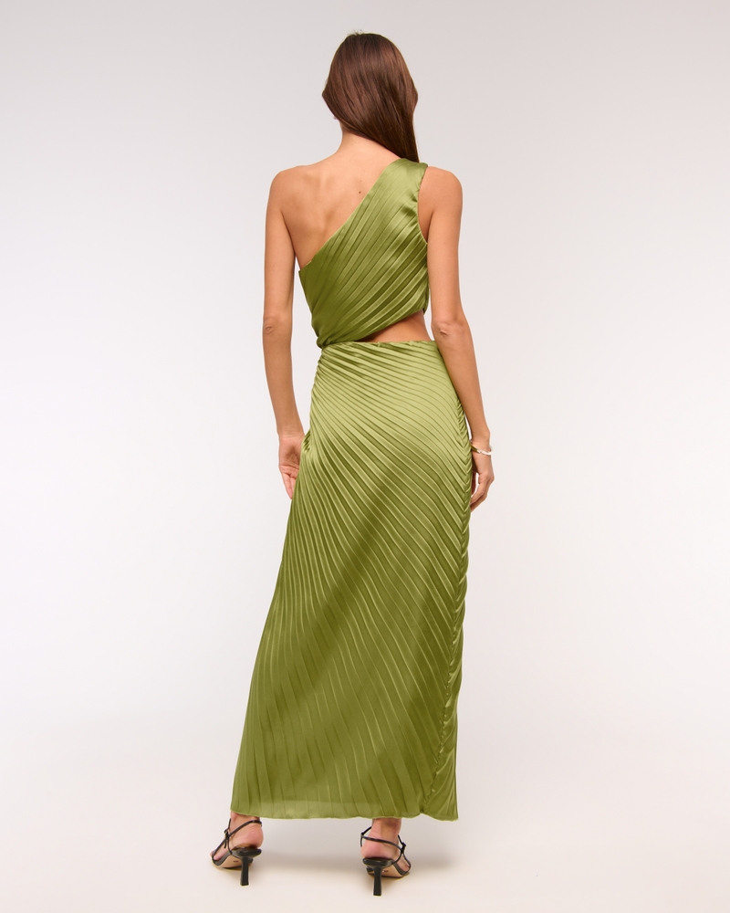 The A&F Giselle Pleated One-Shoulder Cutout Maxi Dress
