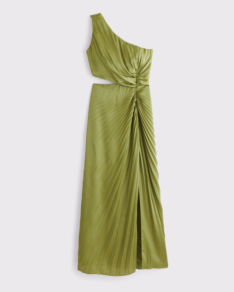 The A&F Giselle Pleated One-Shoulder Cutout Maxi Dress