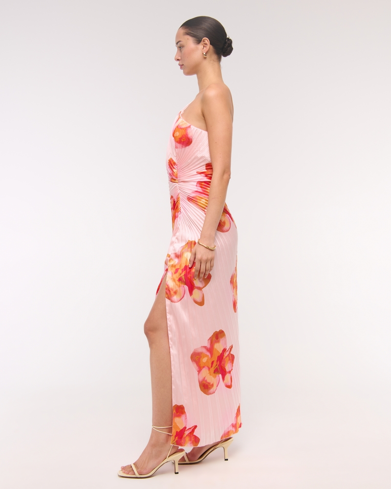 The A&F Giselle Pleated One-Shoulder Cutout Maxi Dress