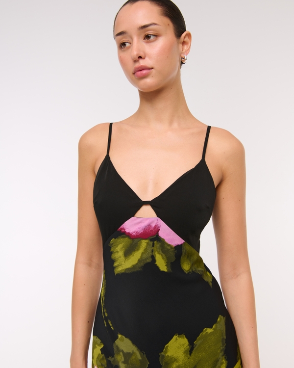 The A&F Julia Slip Cutout Maxi Dress, Black Floral view 2