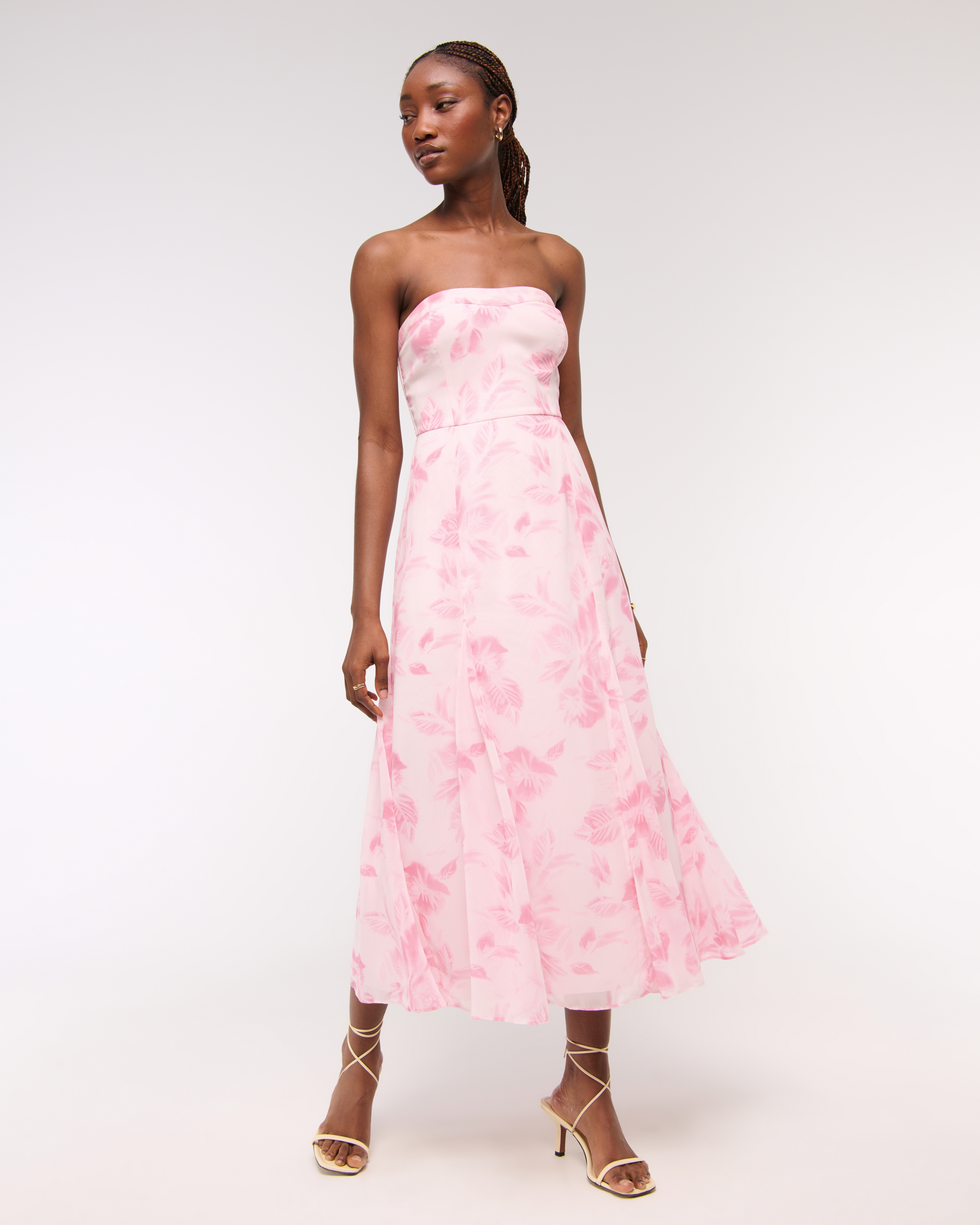 Abercrombie & Fitch The A&f Camille Strapless Godet Midi Dress