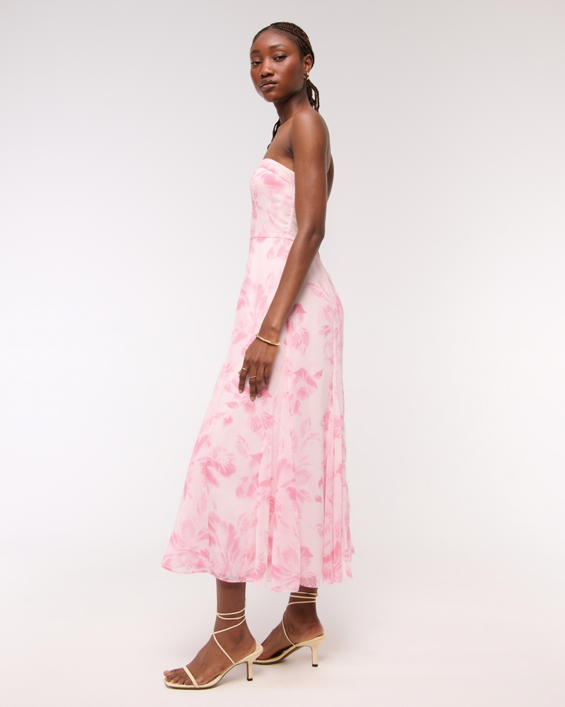 The A&F Camille Strapless Godet Midi Dress