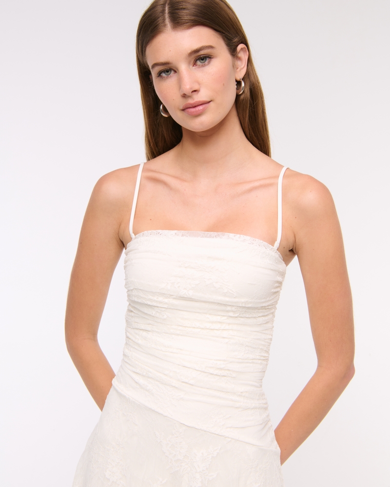 Asymmetrical Lace Mini Dress
