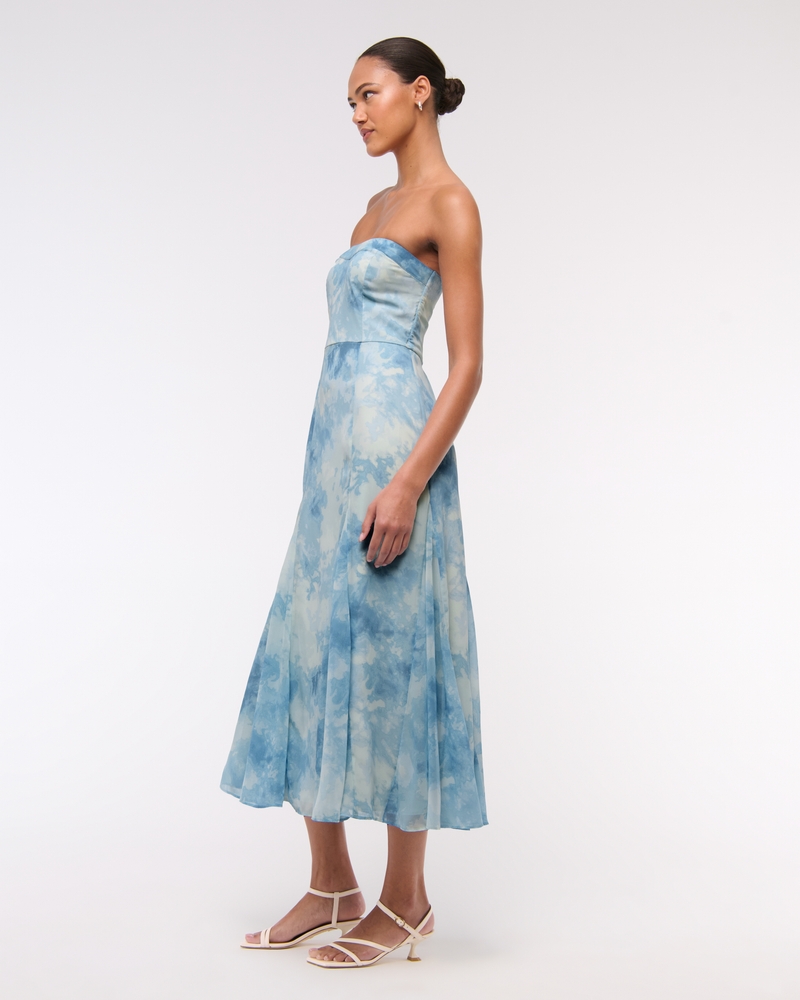 The A&F Camille Strapless Godet Midi Dress