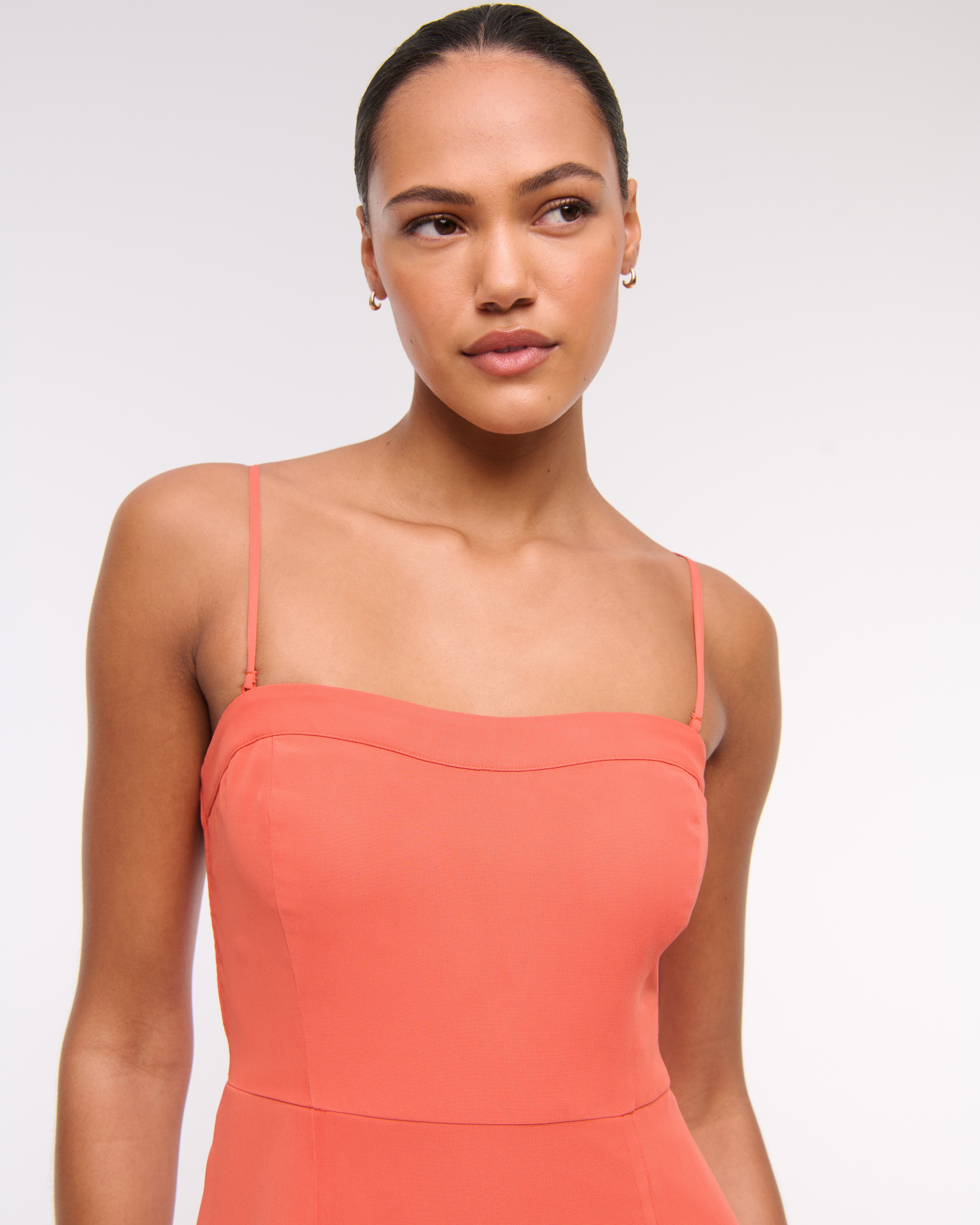 Abercrombie & Fitch The A&f Camille Strapless Godet Midi Dress In Orange