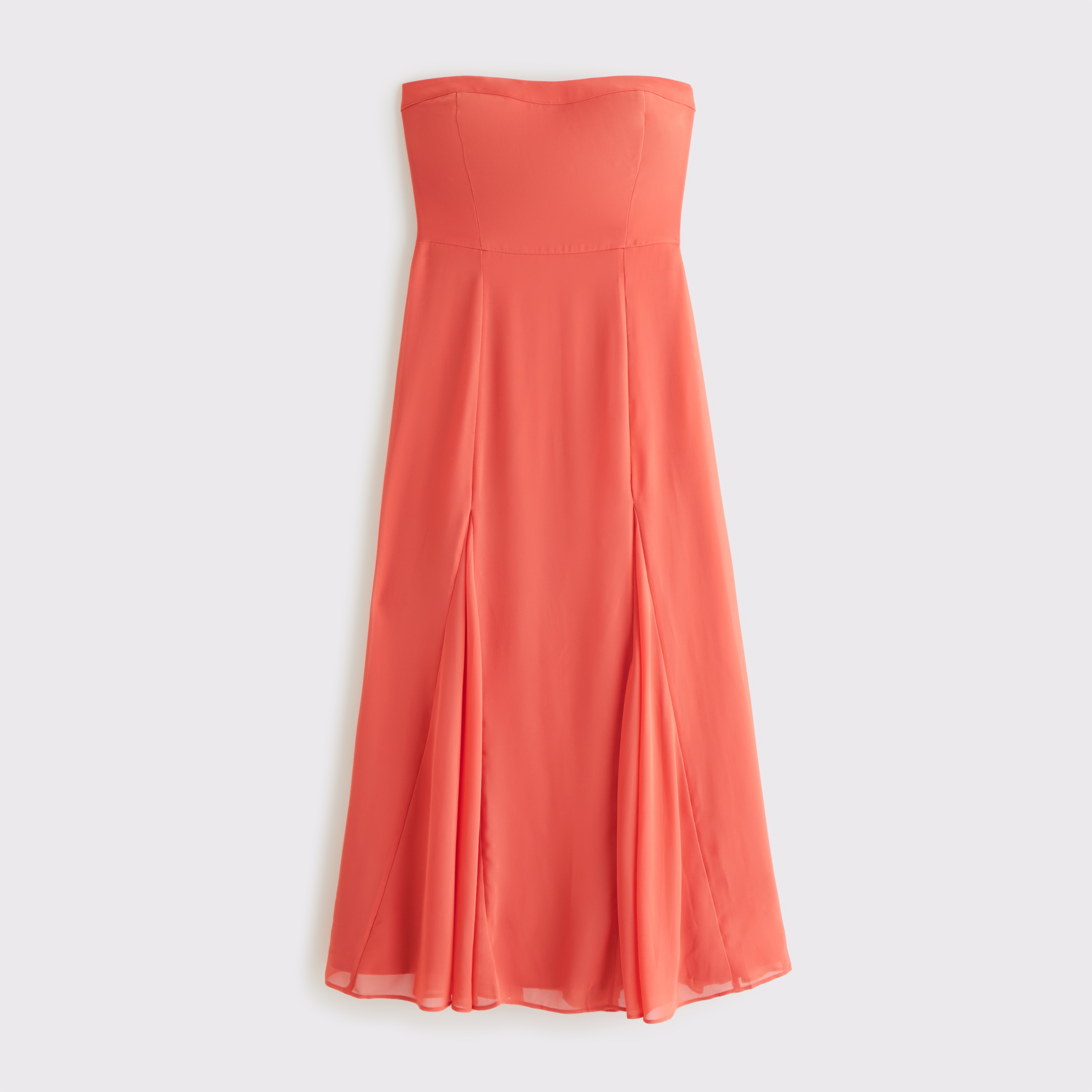 Abercrombie & Fitch The A&f Camille Strapless Godet Midi Dress In Orange