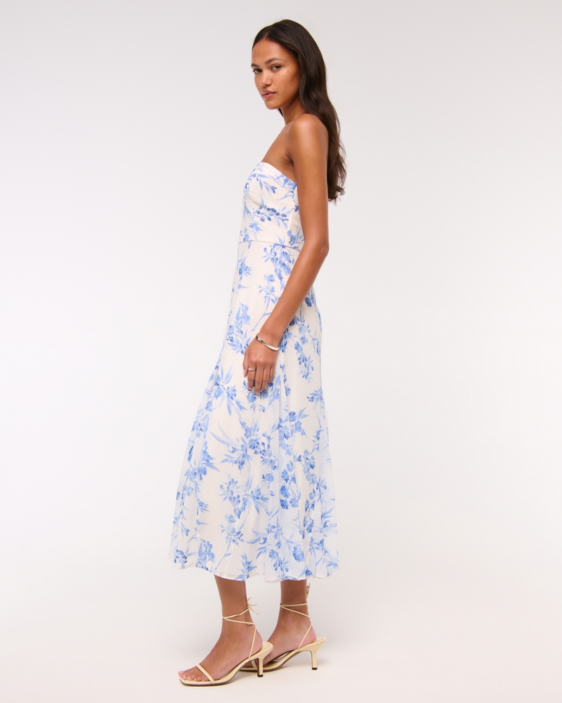 The A&F Camille Strapless Godet Midi Dress