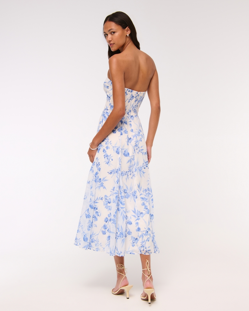 The A&F Camille Strapless Godet Midi Dress