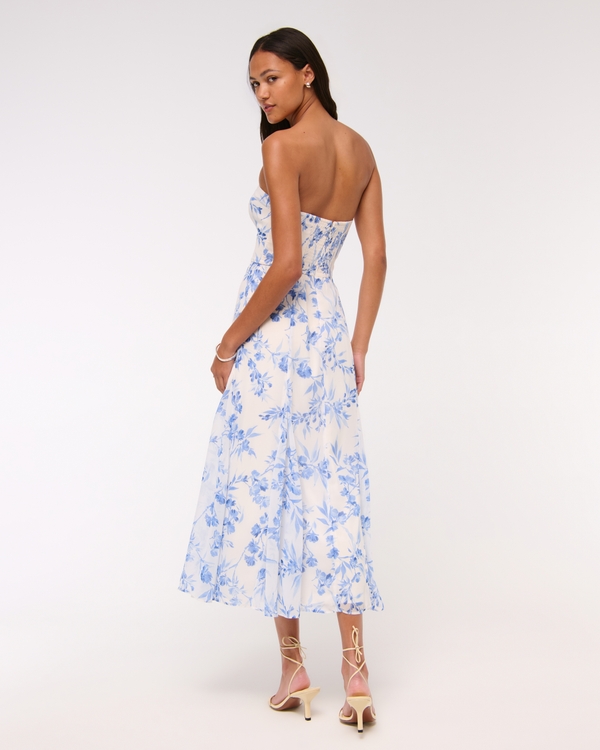 The A&F Camille Strapless Godet Midi Dress